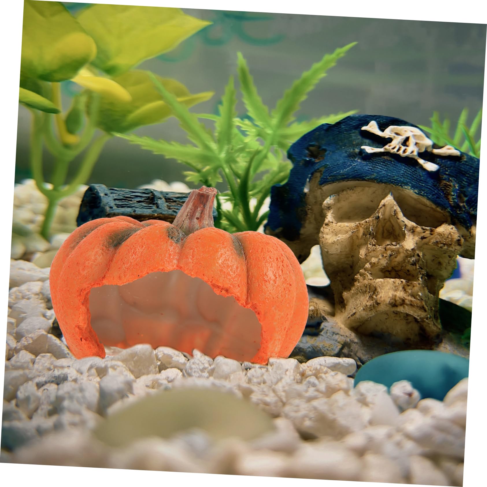 Alipis 3 Pezzi grotta di pesci decorativi zucca di Halloween di acquario grotta decorativa dell'acquario decorazione halloween addobbo halloween vivido nascondiglio dell'acquario resina