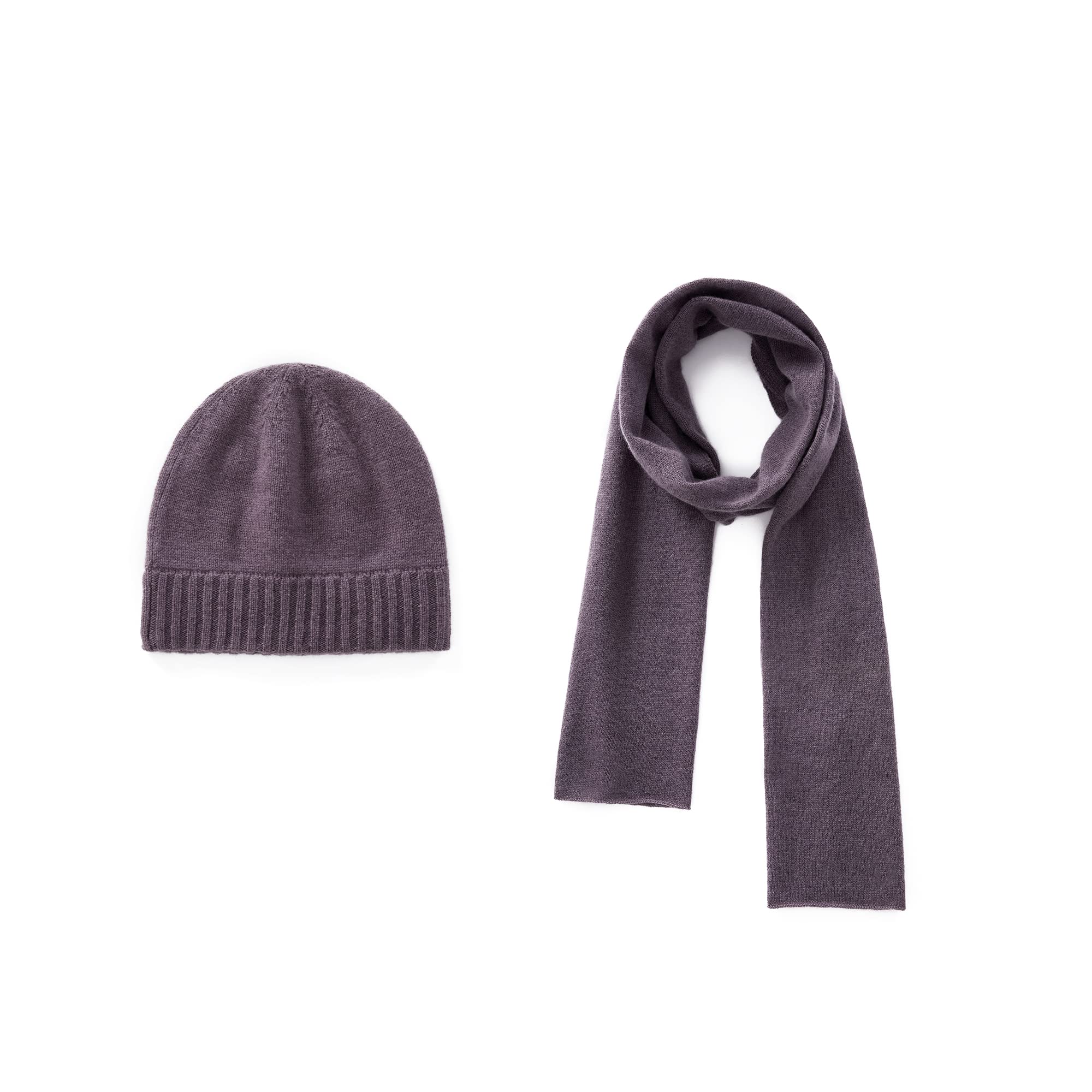 GreenMount Women's 100% Pure Cashmere Beanie Hat & Scarf Set