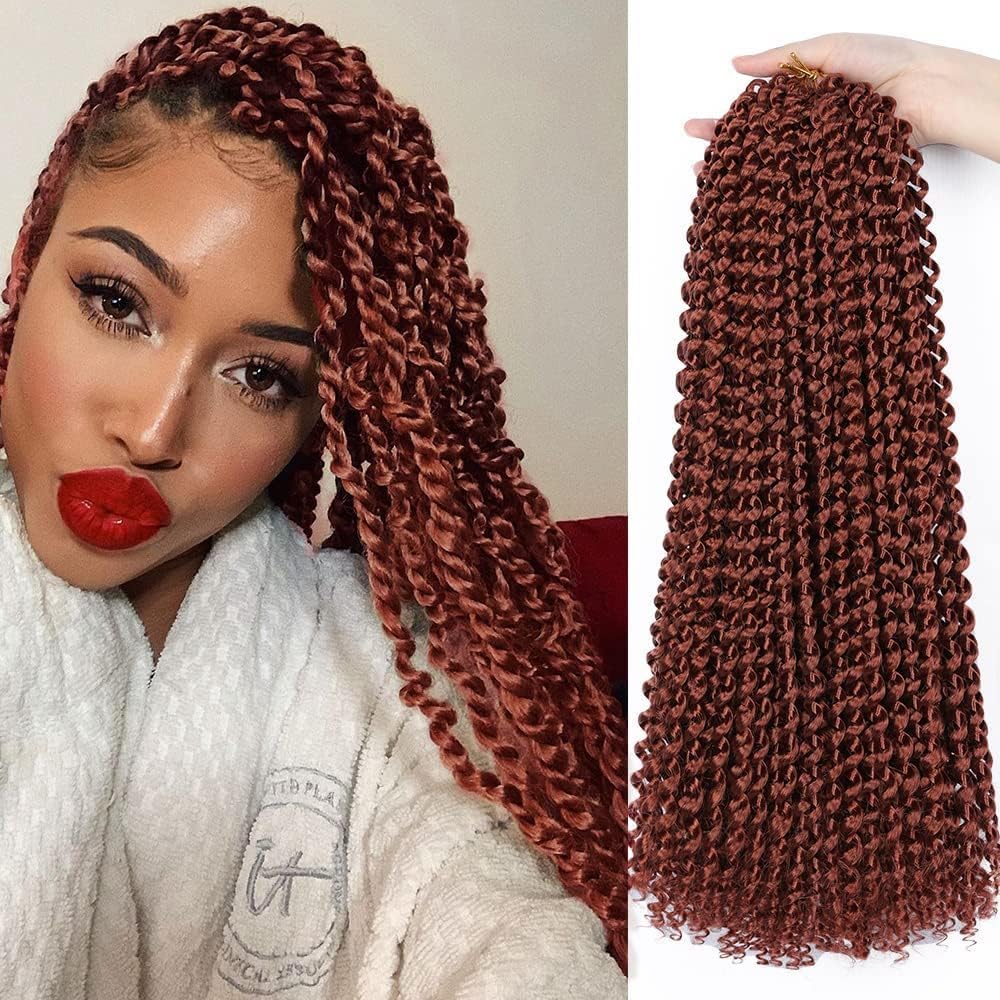 Passion Twist Hair,6 paquetes extensiones de pelo18 pulgadas pelo para trenzas africanas extensiones de pelo, trenzas postizas YDDM Passion Twist Crochet Hair,pelo sintetico para trenzas(350#, 6Packs)