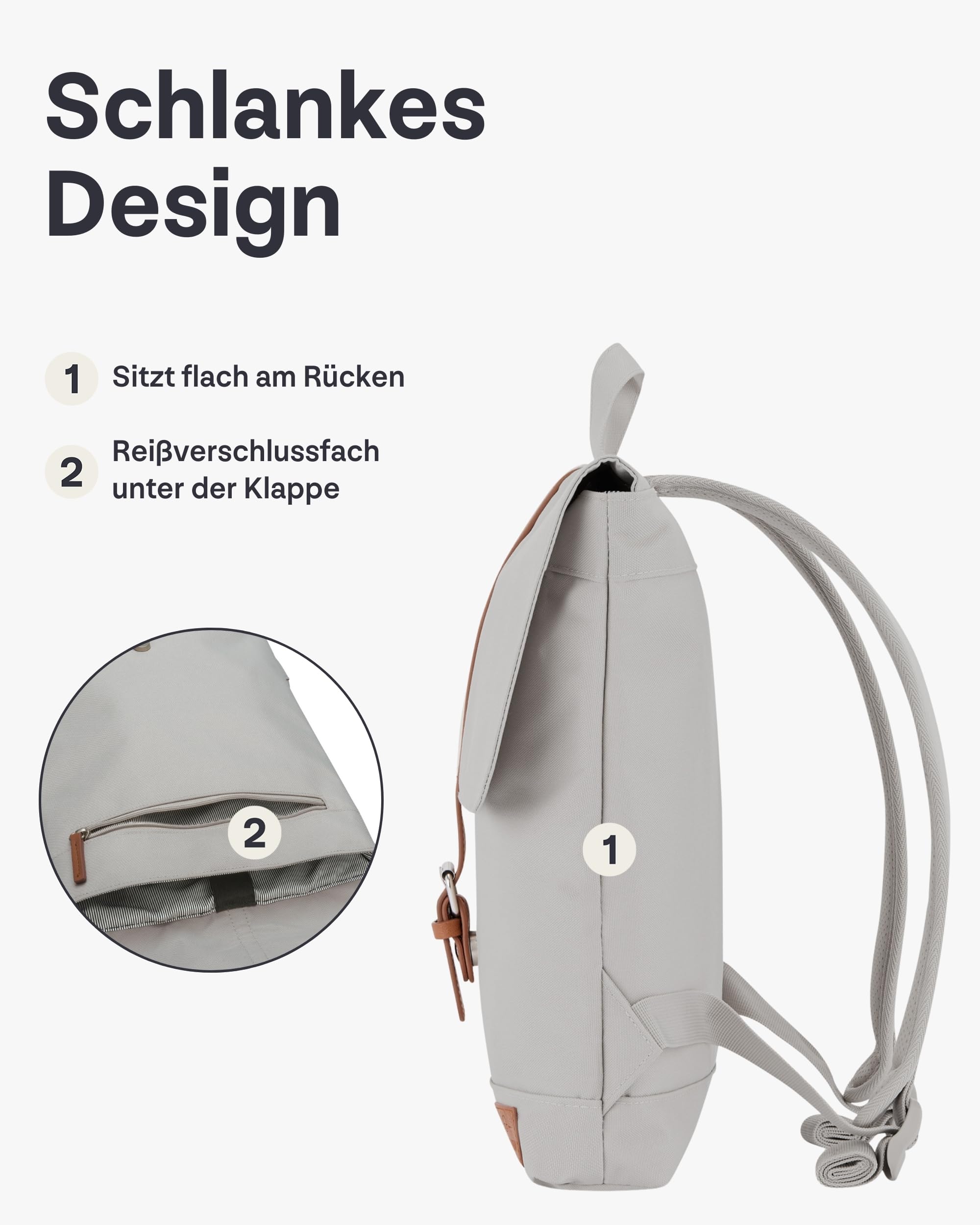 Johnny Urban Rucksack Damen - Mia - Schlanke Tasche mit Laptopfach - Aus Recyceltem PET - 7L - Wasserabweisend - Sand