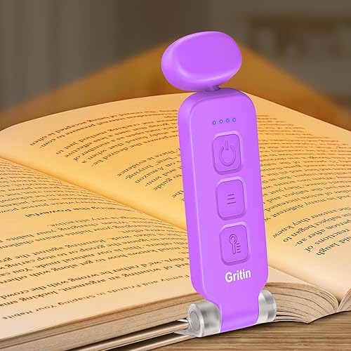 Gritin Luz de lectura, luz de libro recargable para leer en la cama con función de memoria, cuidado de los ojos, 3 temperaturas de color y brillo