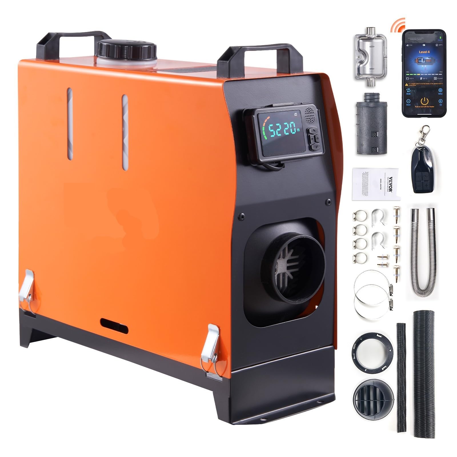 Nagrzewnica powietrza Diesel 5/8 kW, 12 V, nagrzewnica samochodowa Diesel z tłumikiem LCD, do samochodów ciężarowych, łodzi, parkingowa Diesel(8KW Bluetooth)