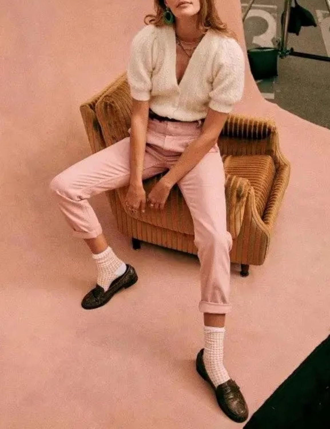 Bianstore Women's Puff Short Sleeve Sweater Casual V Neck Cardigan Tops Ribbed Knit Button Down Shirts - Image 6