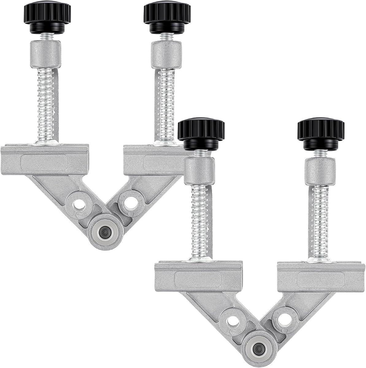 Blulu 2 Pcs 10-180° Adjustable Tube Clamp with Swing Jaw Aluminum Alloy Right Welders Angle Clamp for Welding, Woodworking, DIY Projects, Cabinet Making