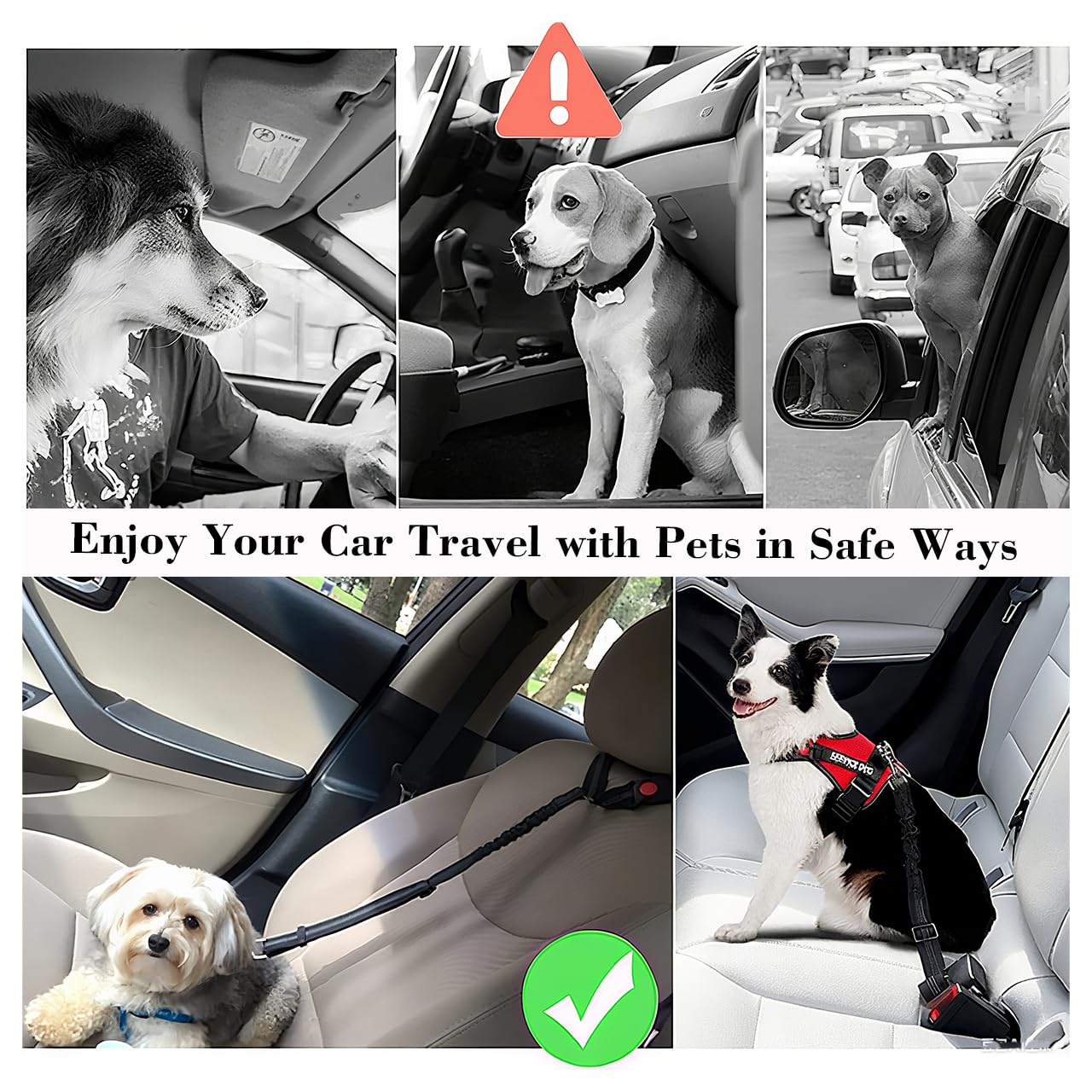 PAWPUBBY Dog Car Seat Belt - Adjustable Pet Safety Harness, Crash Tested Vehicle Restraint for Small Medium Large Dogs, Vehicle Seatbelt Clip & Tangle-Free Design for Safe Travel (Lake Green+Black) - image 5