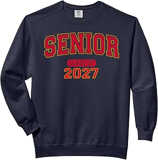 Senior Class of 2027 Graduation Varsity Red Orange Letters Comfort Colors Adult Sweatshirt