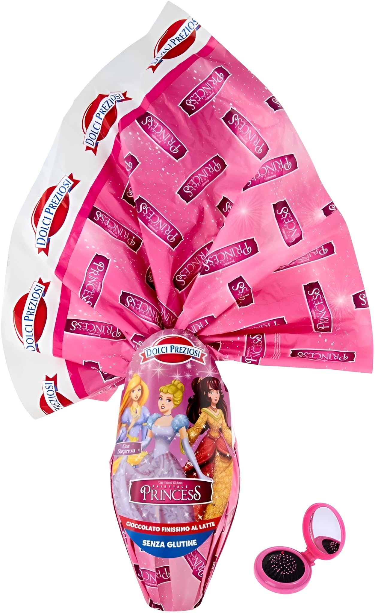 NLIGHTING® Uova di Pasqua Uovo di Pasqua di Cioccolato Cioccolata al Latte Finissimo Senza Glutine Serie TV Film e Cartoni Animati Bambini 2025 (PRINCESS + SPECCHIO E PETTINE IN REGALO)