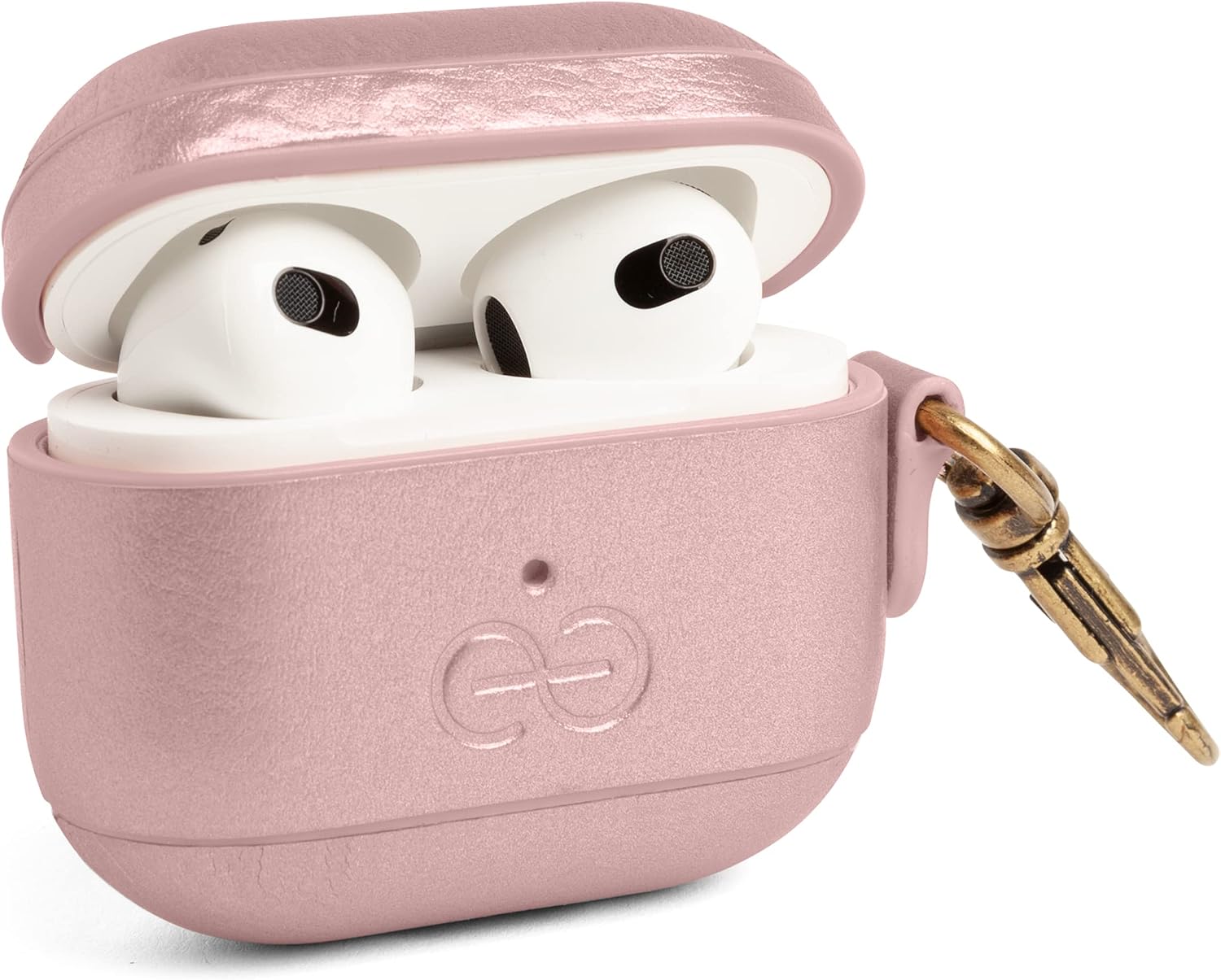 Dreem Om Case Cover with Keychain Clip Compatible with AirPods 3 for Apple AirPods 3rd Generation, Vegan Leather AirPod Case for Men & Women, Luxury Earbuds Accessory for iPhone - Rose