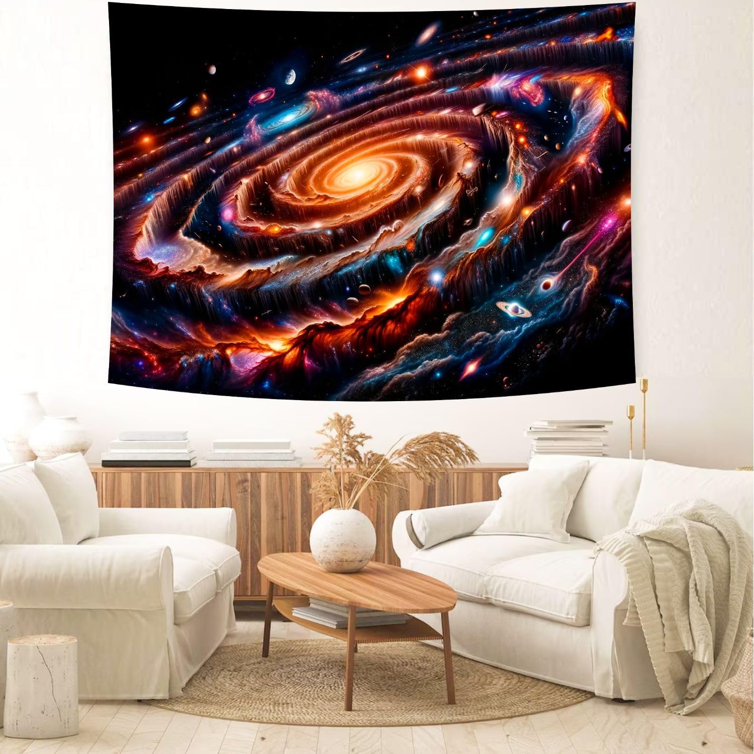 Delur Galaxy Tapestry Spiral Universe Planet Starry Sky Wall Hanging Tapestry Outer Space Nebula Cosmic Psychedelic Abstract Headboard for Bedroom Living Room Home Decor (70.8" x 92.5")