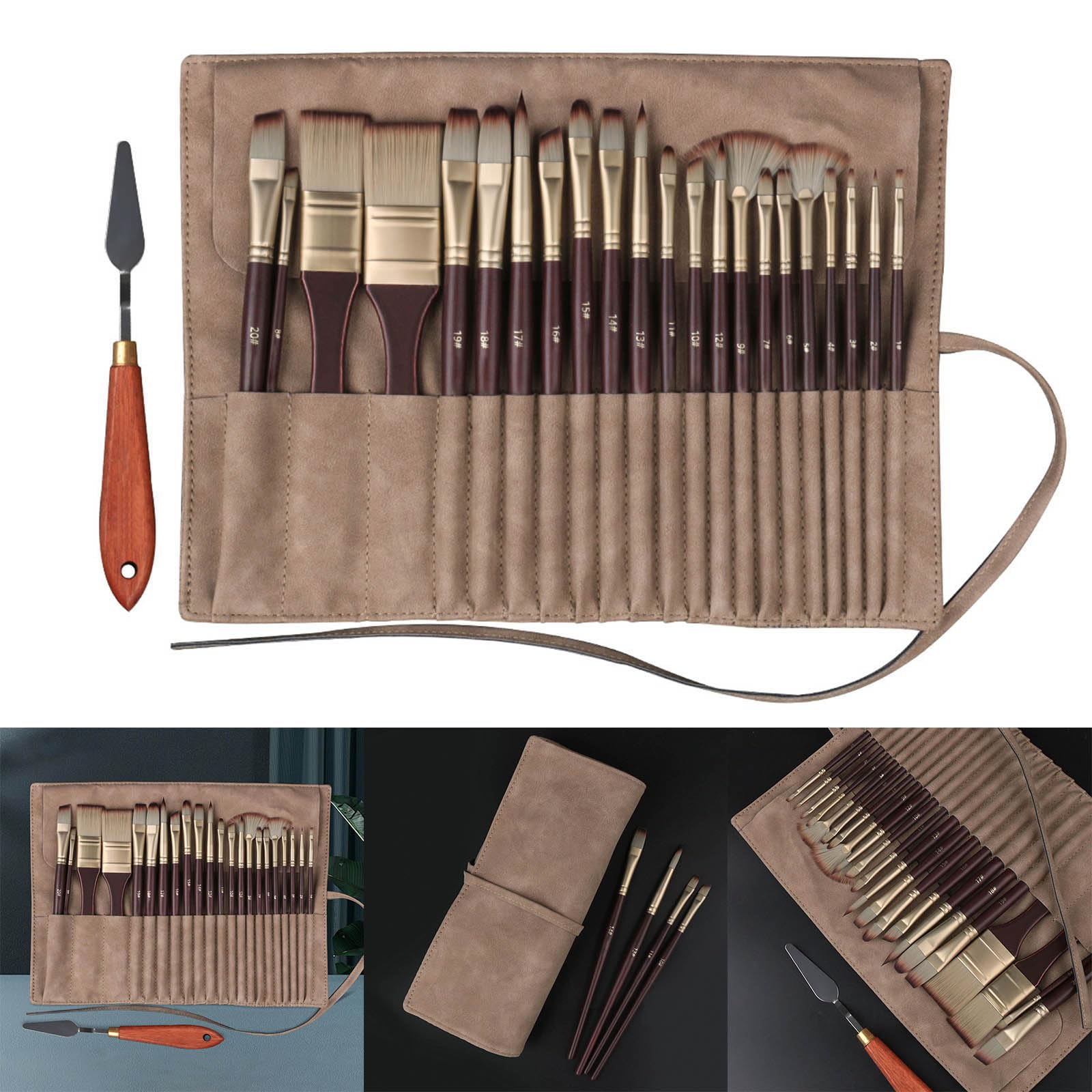 22-teiliger Pinsel mit Pinselhalter für Leinwand
