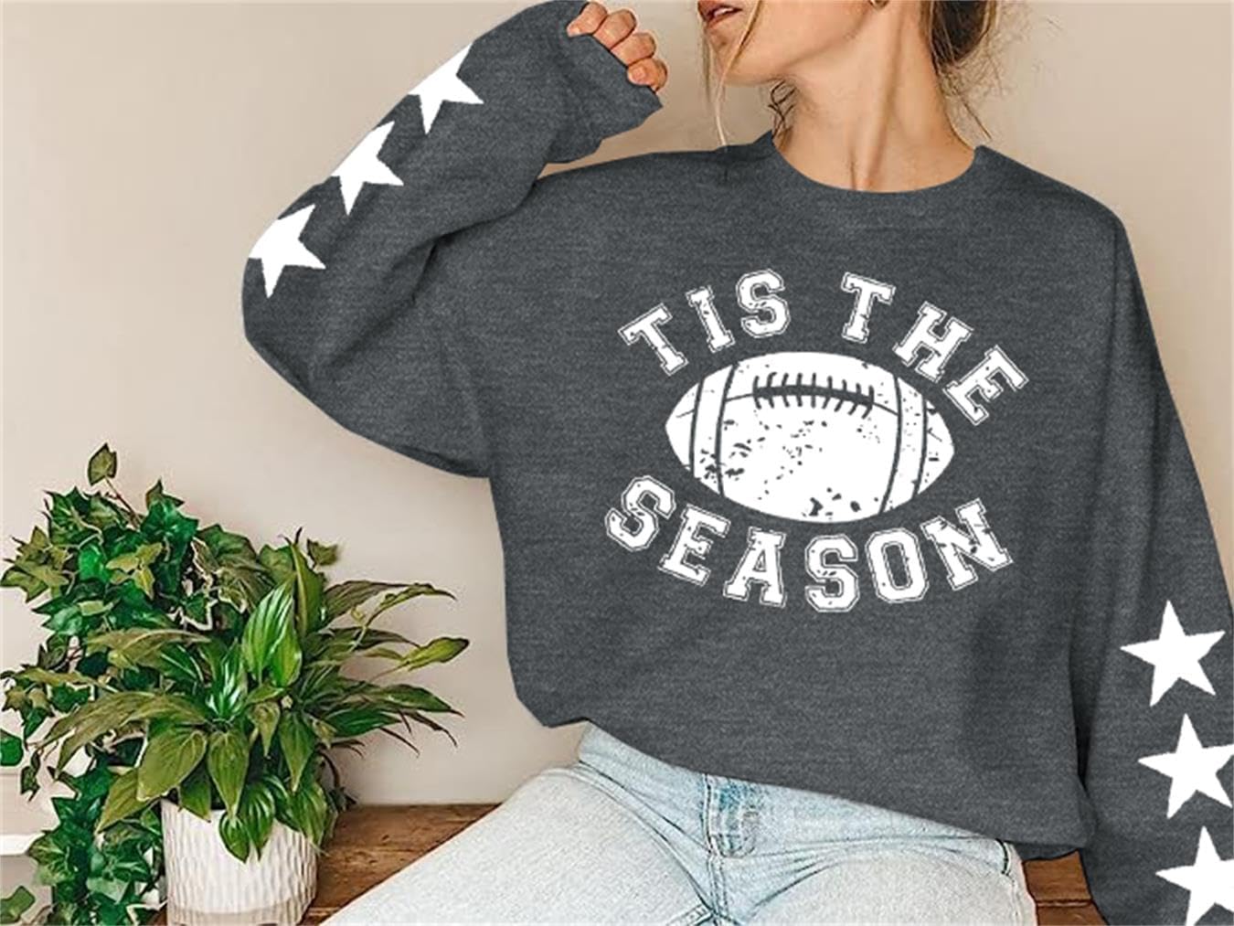 ALLTB Football Sweatshirt Women Tis The Season Shirts Football Mom Shirt Game Day Pullover Long Sleeve Tops - Image 2