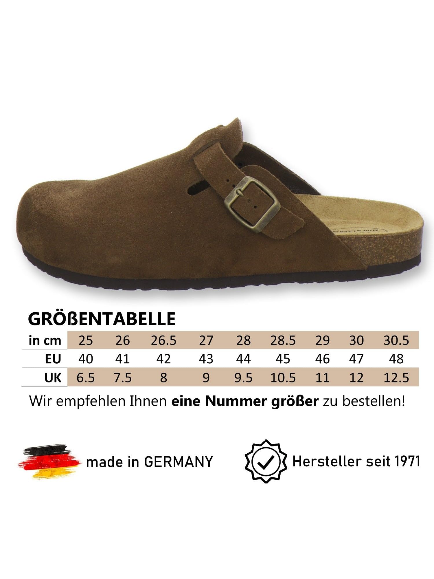 AFS-Schuhe 3900 męskie chodaki, wygodne kapcie dla mężczyzn, pantofle ze skóry, Made in Germany