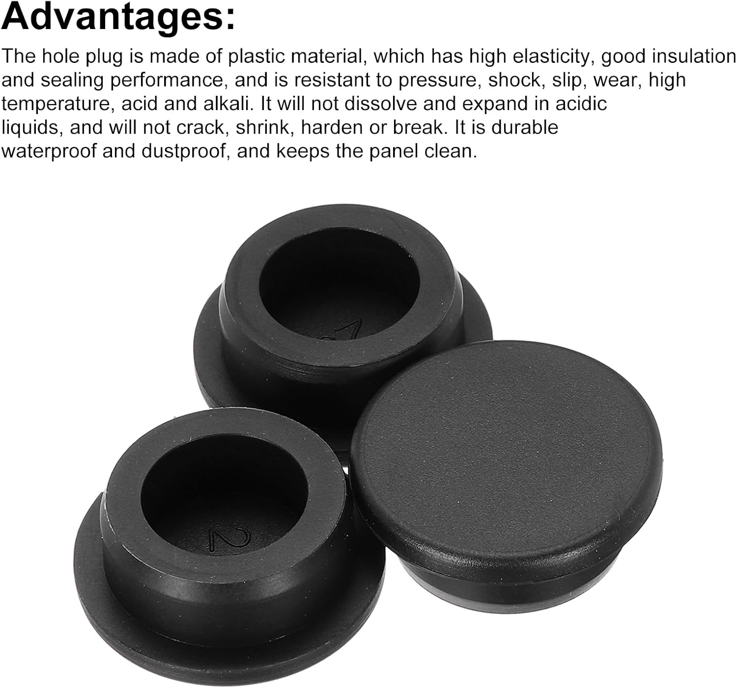 MECCANIXITY 3pcs T-Shaped Silicone Plugs 29mm 1-1/8 Inch Dia Snap in Plug Hole Seal Cover Round Rubber Stopper for Kitchen Rubber Bulkheads Waterproof Sealing Plugs Black