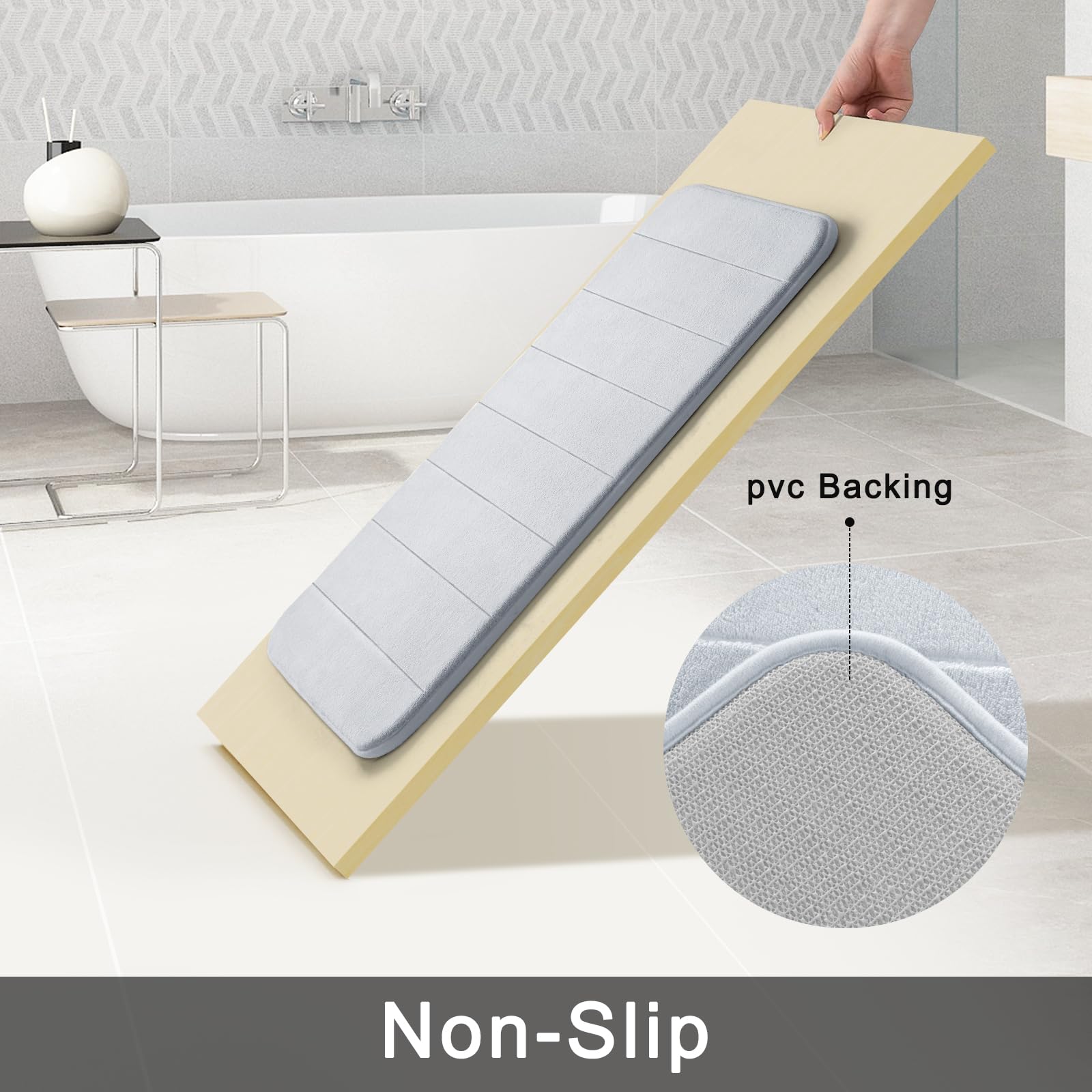 Yimobra Memory Foam Bath Mat Set, 2 Piece Soft Bathroom Rug,81x51 cm and 61x52 cm U-Shaped, Toilet Mat, Water Absorption - Image 4