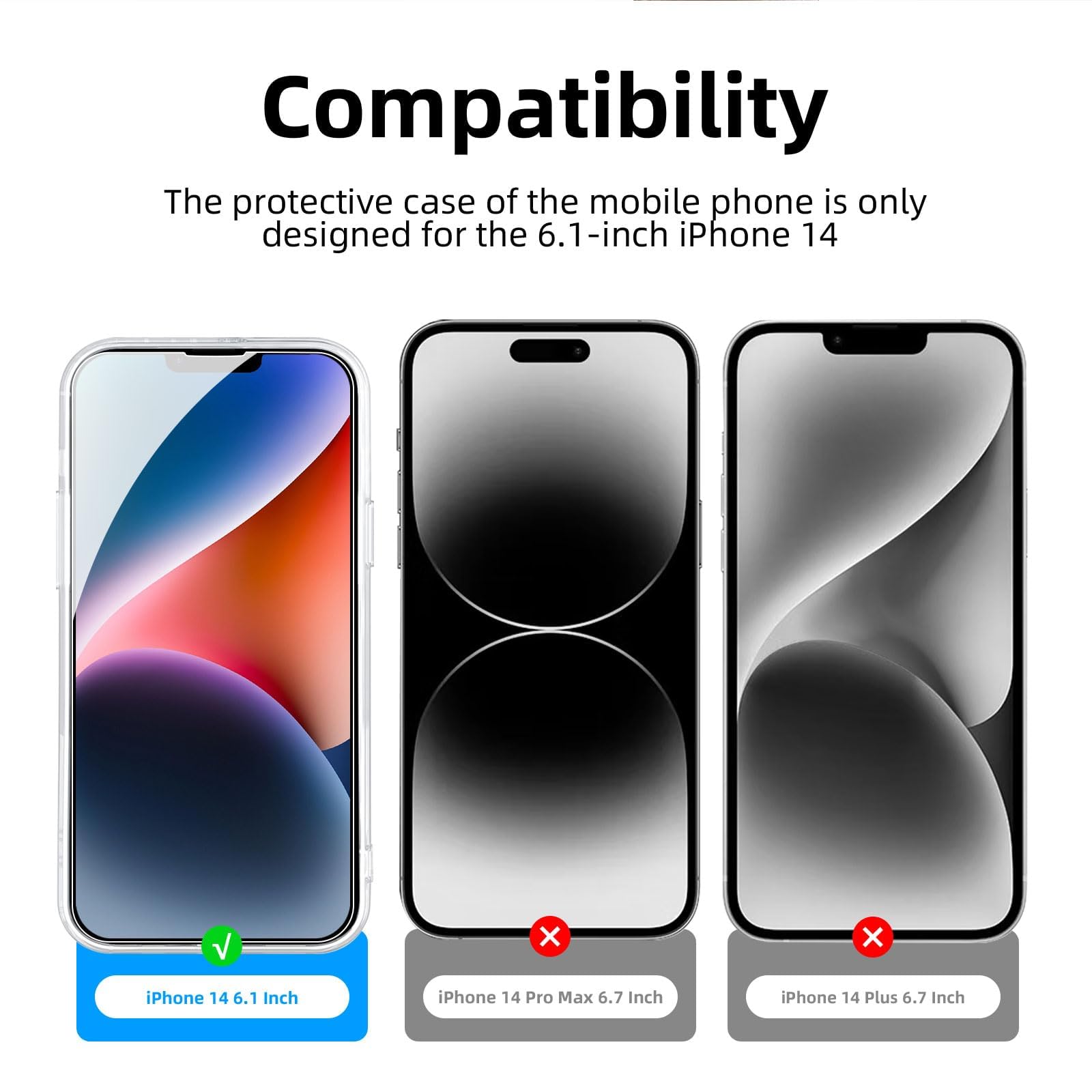 NEW'C Cover per iPhone 14 (6,1 Pollici) Gel TPU in silicone ultra trasparente e 2 × vetro temperato per iPhone 14 (6,1 Pollici), Pellicola proteggi schermo