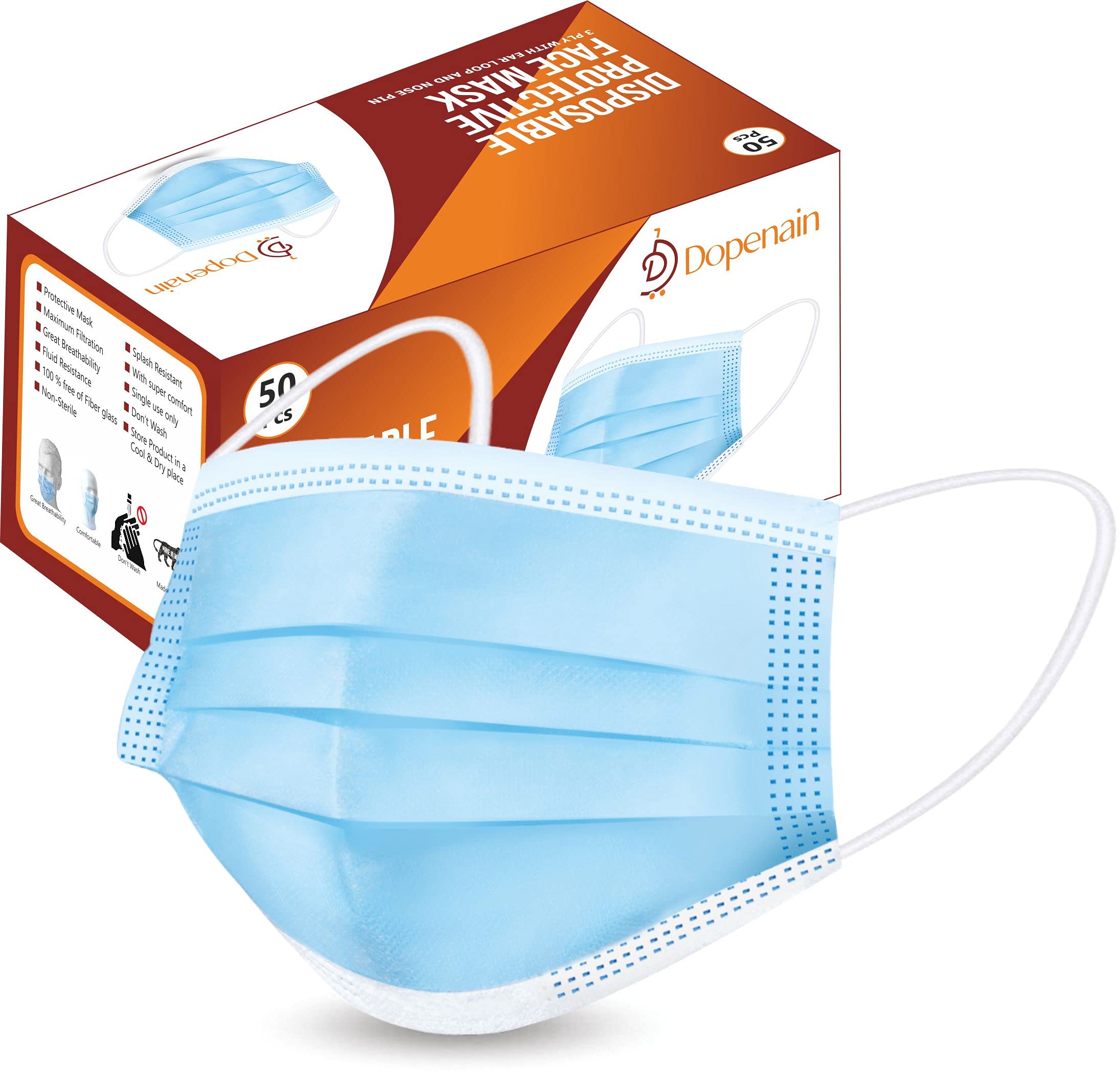 Dopenain 3 Ply Surgical, Adjustable Nose Pin, 95% Particle Filtration Efficiency (PEE), CE and ISO and WHOGMP Certified Pharmaceutical Medical, Comfortable Face Masks (100) (B08Z847N2D) Amazon Price History, Amazon Price Tracker