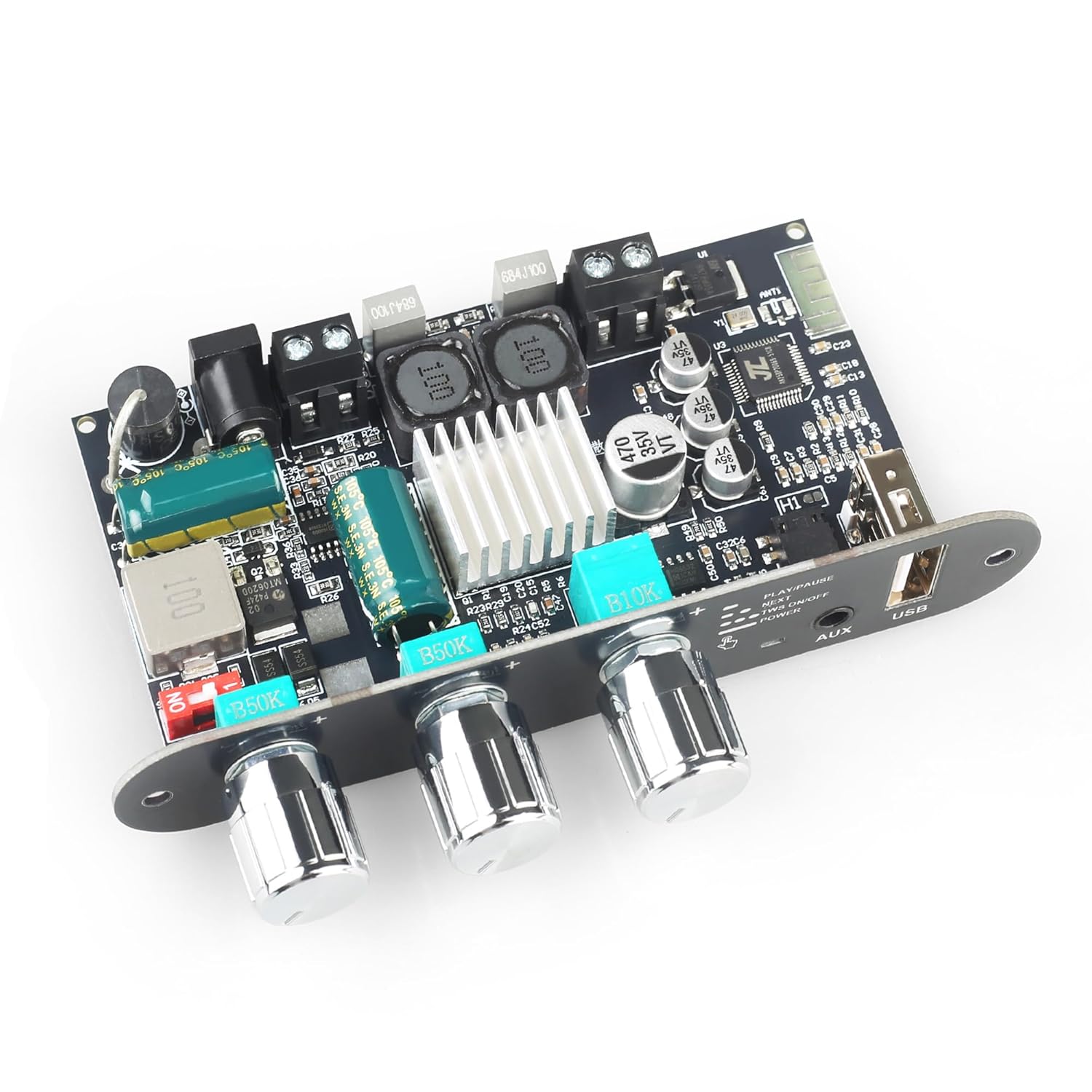 DAMGOO ZK-1001U 100W Mono Amplifier Board TWS Bluetooth USB AUX 9-24V DIY Speakers Black