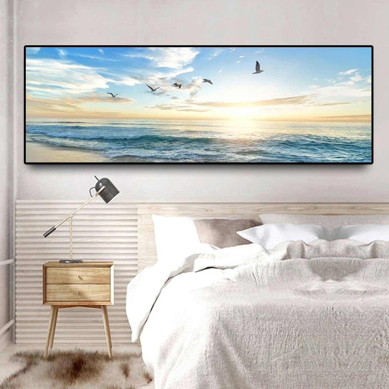 Affiche oiseaux et plage moderne grand tableau salon 60x145cm - 8
