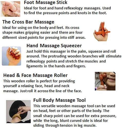 Miniatura 2 de Reflexology - Masajeador tailandés tradicional de madera para cuerpo completo, gancho para espalda, spa, cara, terapia Gua Sha, herramienta de