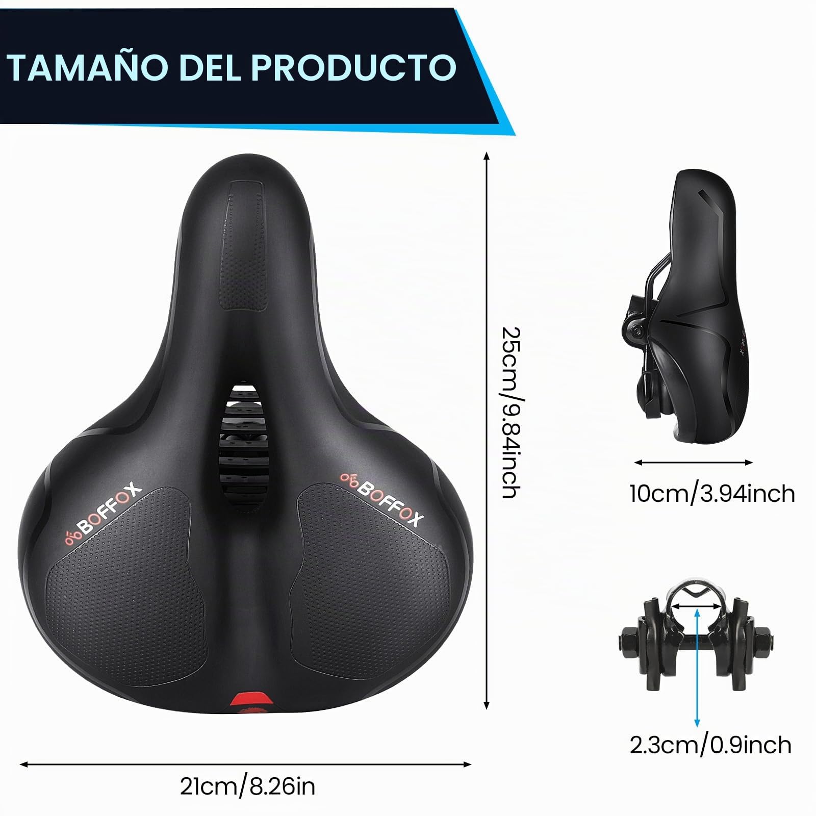 Sillín de Bicicleta para Hombre y Mujer con cómodo y Suave Espuma viscoelástica de Gel ergonómico, cómodo Asiento de Bicicleta para MTB, Bicicleta de Carretera, Trekking