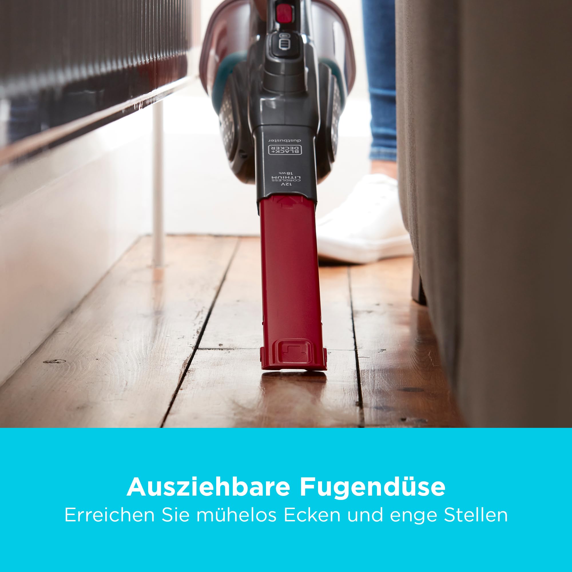 BLACK+DECKER Lithium Dustbuster BHHV315B-QW mit Cyclonic Action – 12V Akku Handstaubsauger mit ausziehbarer Fugendüse & Ladestation – Beutelloser, kabelloser Staubsauger – Lange Saugdüse
