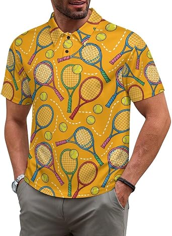 Mens Button Polo Shirt Short Sleeve Casual Collared Top for Golf Vacation Business Casual Wear