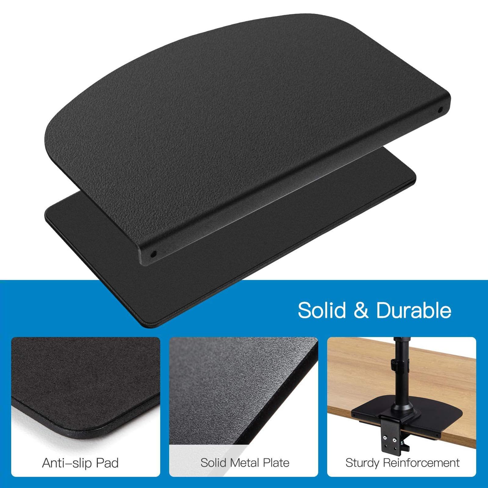 Pholiten - Placa de refuerzo para monitor para mesa delgada y frágil, soporte de acero con abrazadera en C, refuerzo de montaje