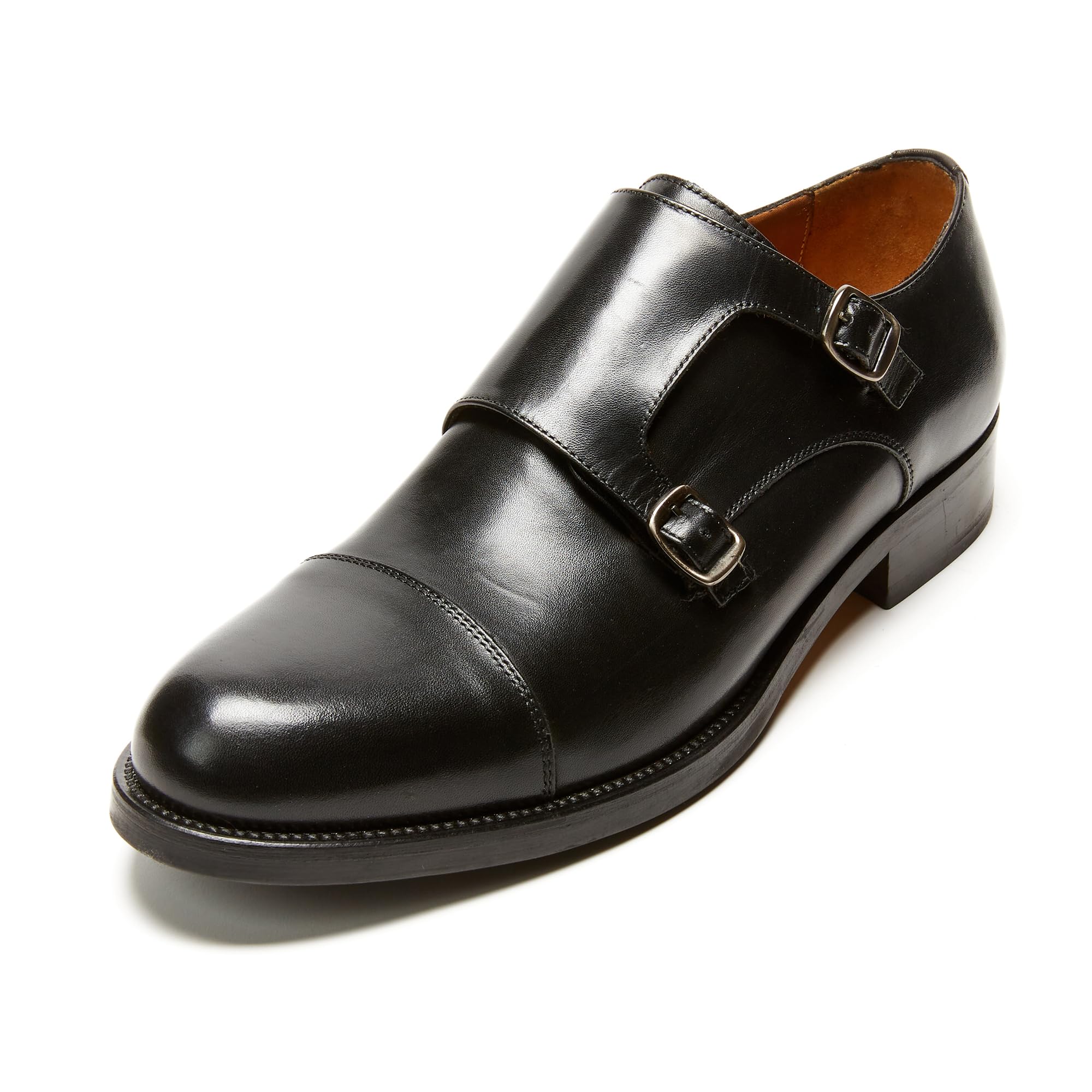 Scarpe da Uomo Eleganti con Doppia Fibbia in Vera Pelle e Soletto in Memory Foam - Suola Gomma Superleggera - Made in Italy