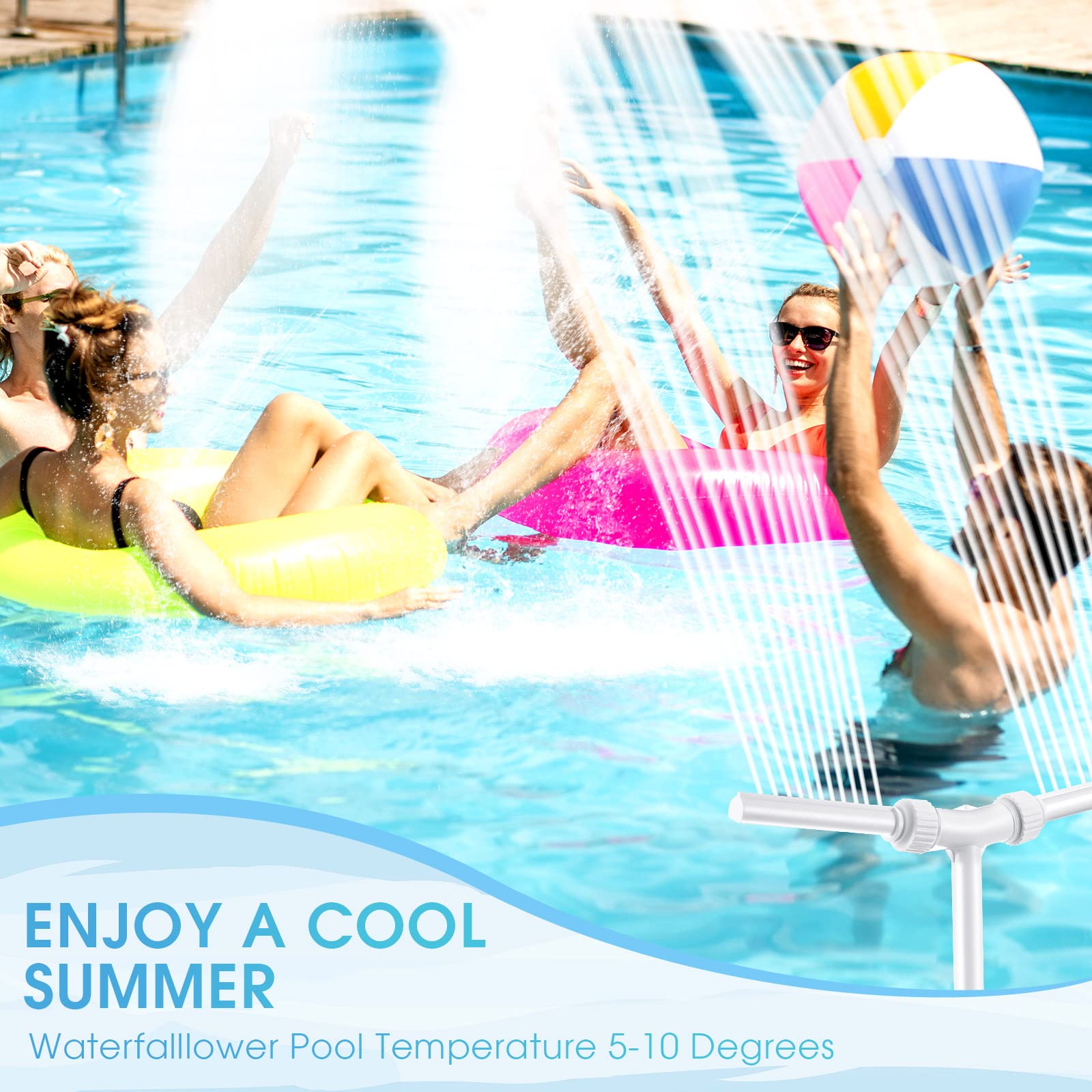 Fuente De Agua De Doble Pulverización Para Piscina - Cascada Ajustable Para Estanques Y Jardines