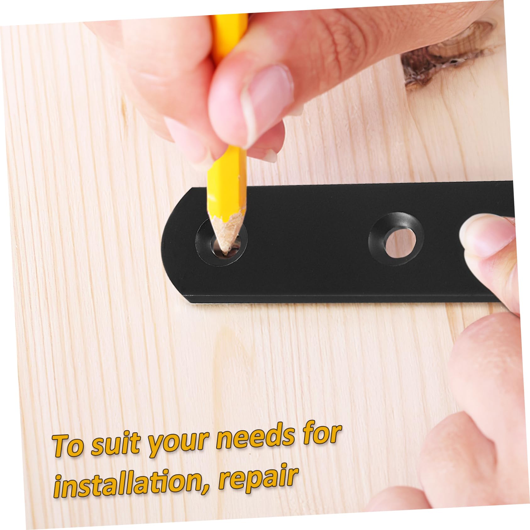 HOLIDYOYO 4 Pcs Iron Straight Piece Mending Plate Flat Bracket Steel Straight Brace Fixing Steel Plates Shape Repair Reinforcement Solid Metal Plate Black Stainless Steel