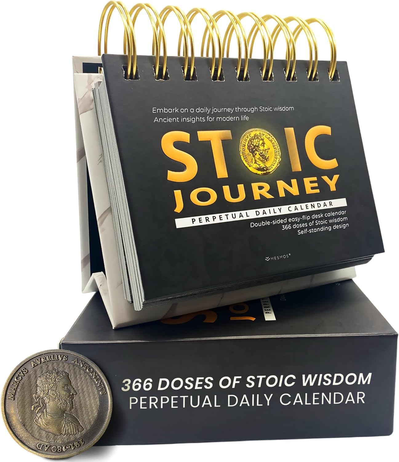 MESMOS 366 Daily Stoic Calendar, Inspirational Gifts for Men, Men's Gifts for Dad, Daily Affirmations Office Desk Decor for Men, Motivational Self Care Office Desk Accessories