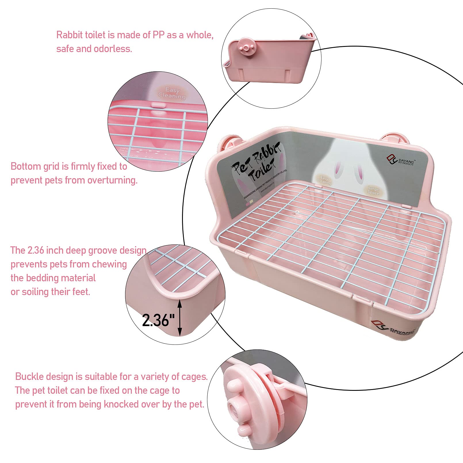 Kathson Rabbit Litter Box Corner Toilet - Large Pet Potty Trainer For Rabbits, Guinea Pigs, Chinchillas