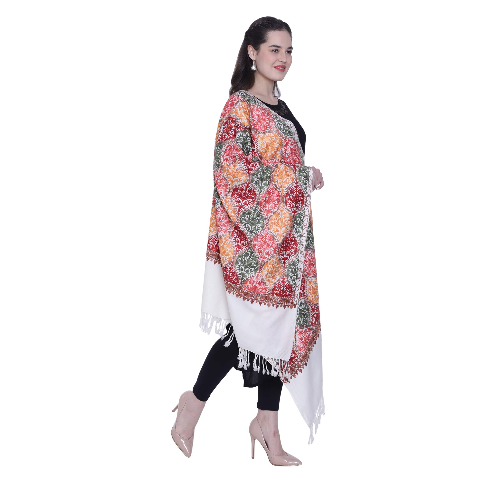 SWI WITH LABEL Women's Kashmiri Aari Embroidered Wool Stole
