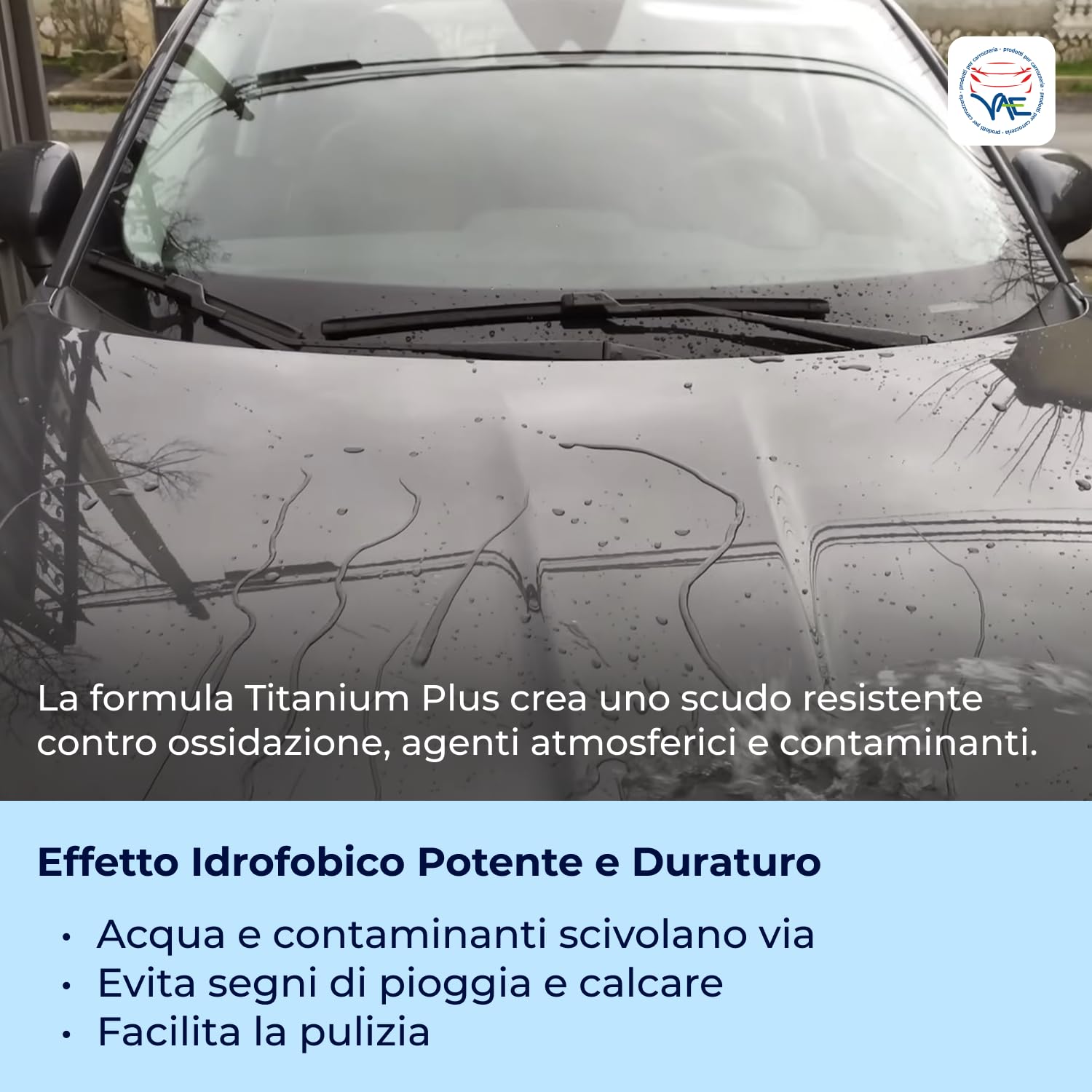 VAE Protection Titanium Plus Sigillante Protettivo per Vernici Auto a Lunga Durata con Effetto Idrofobico, Protegge da Agenti Atmosferici e Ossidazione, Facile da Applicare e Resistente, Kit Completo