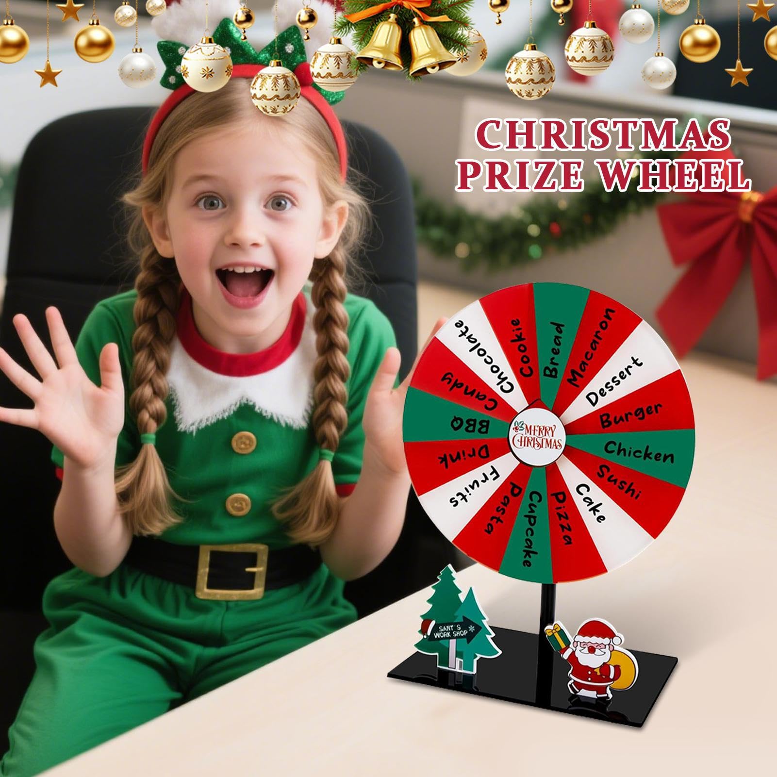 Ruota Natalizia Della fortun | Gioco Dei TurnTable 16 | Game Di Tabella Roulette Interattiva | Acrilrad 25 Cm Multilorato E Estinto Per Festa Di Natale, Scuola, Fiera, Giochi Di Apprendimento E