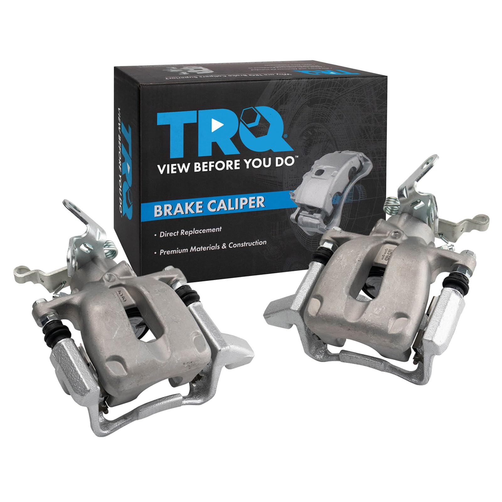 TRQ Rear Driver and Passenger Side Brake Caliper Set Caliper Brackets