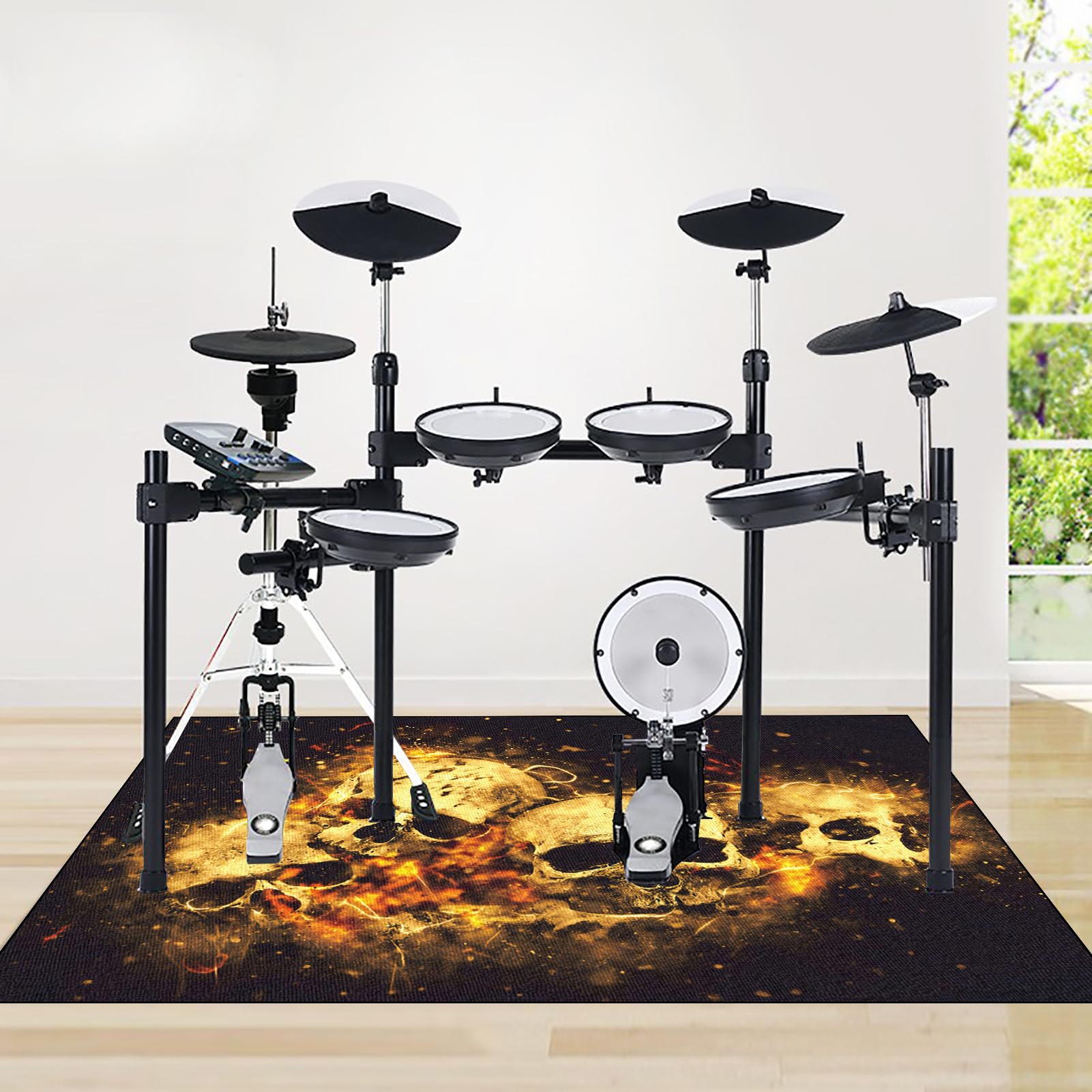 Tapis Batterie, Tapis de Batterie Insonorisé, 120 x 80 cm Tapis insonorisant pour Batterie électronique, Tapis de Tambour Anti-Bruit antidérapant, Tapis de Sol Tapis pour Batterie Acoustique