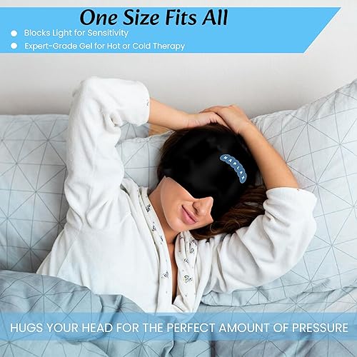 Miniatura 7 de Naplax Gorra para aliviar la migraña y el dolor de cabeza, terapia de frío y calor para migrañas, dolores de cabeza, alivio del estrés y más, talla