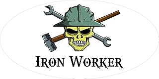 3 - Ironworker Skull Hard Hat/Helmet Stickers 1 1/2