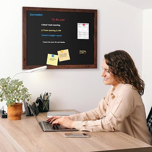 Miniatura 8 de 4 THOUGHT Pizarra de tiza de 18 x 24 pulgadas, pizarra magnética para pared, pizarra rústica, para colgar, tablero de menú, para escuela, cocina