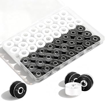 48 Pcs Bobbins Sewing Threads Assorted Colors Embroidery Thread Pre-Wound Bobbins Set for Babylock Singer Janome Brother Sewing Machine White