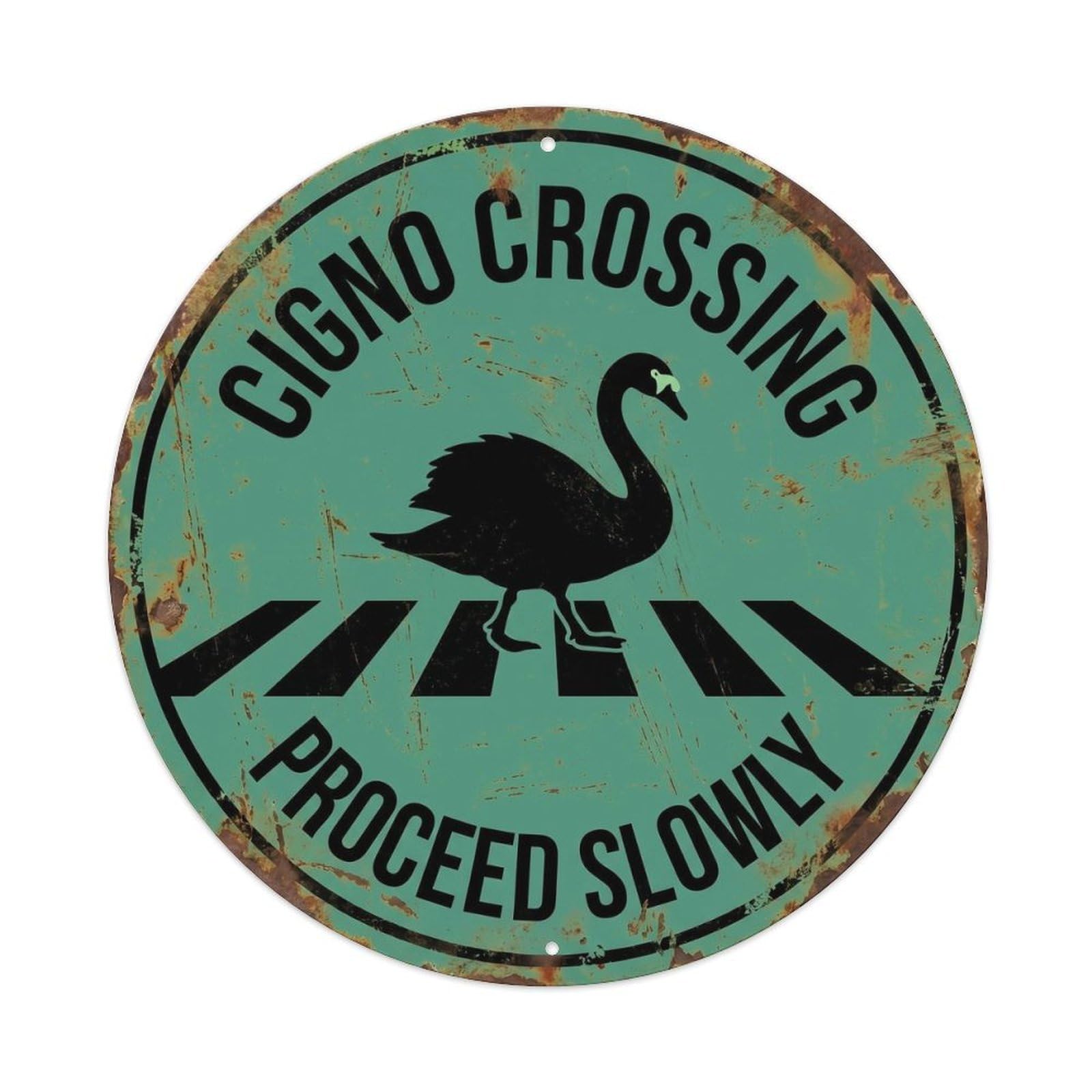 Cwbufd Vintage Style Cigno Crossing Proceed Slowly Vintage Metal Tin Sign Plaque Wall Decor For Cafe, Club Bar, Office, Garden Metal Poster 8X8inch