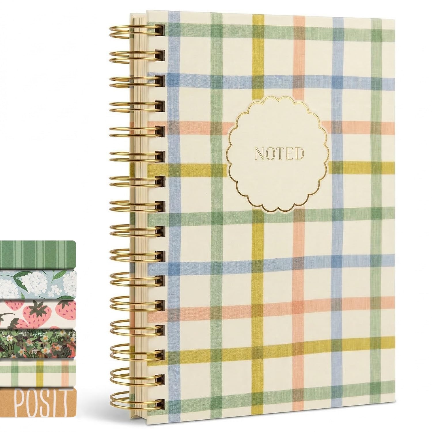 Plaid Hard Cover Spiral Lined Journal - 192 Ruled Pages Hard Cover Notebook