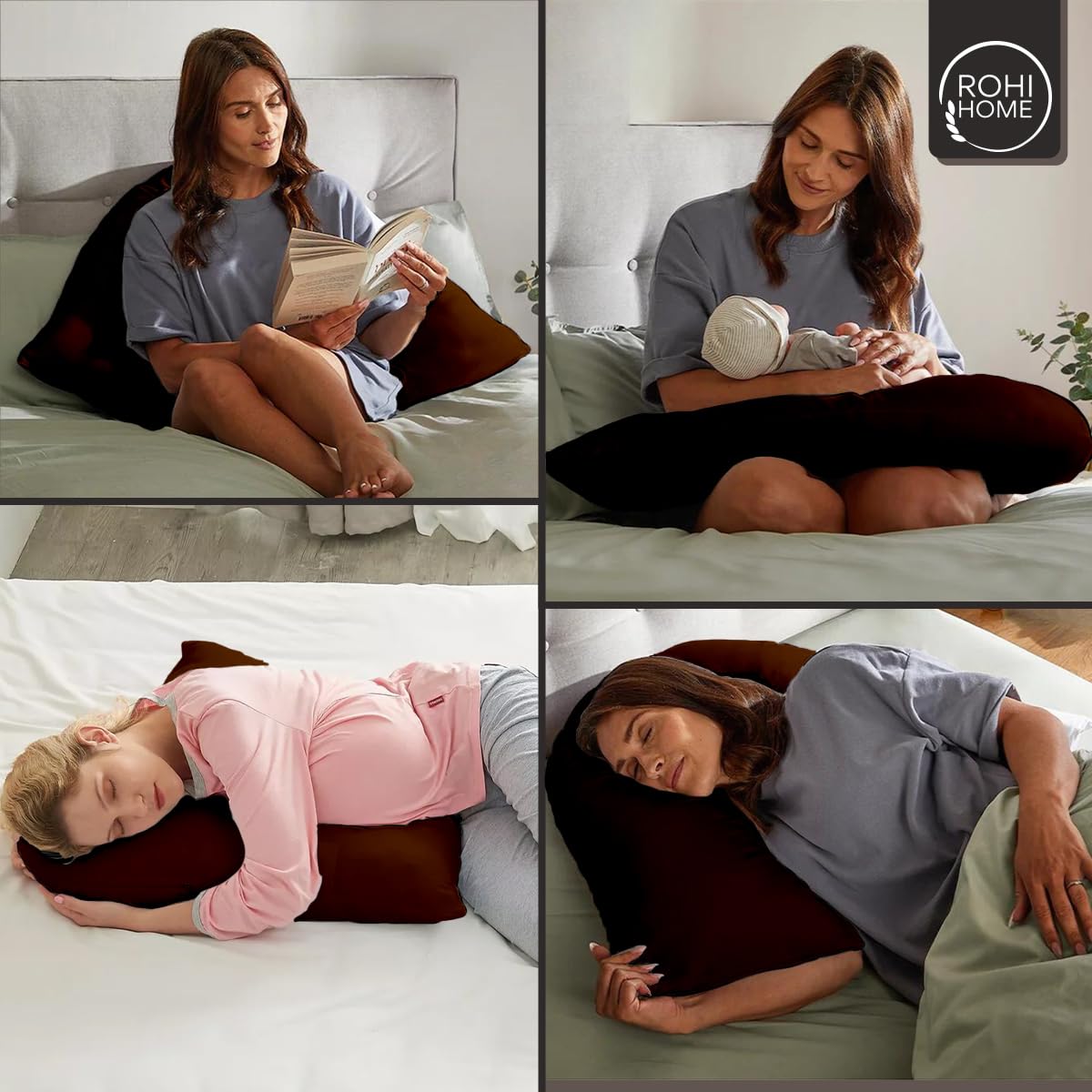 Rohi Chocolate V Shaped Pillowcase, Soft & Breathable V Pillow Cover, Hypoallergenic Triangle Pillow Case, Envelope Closure - Image 4
