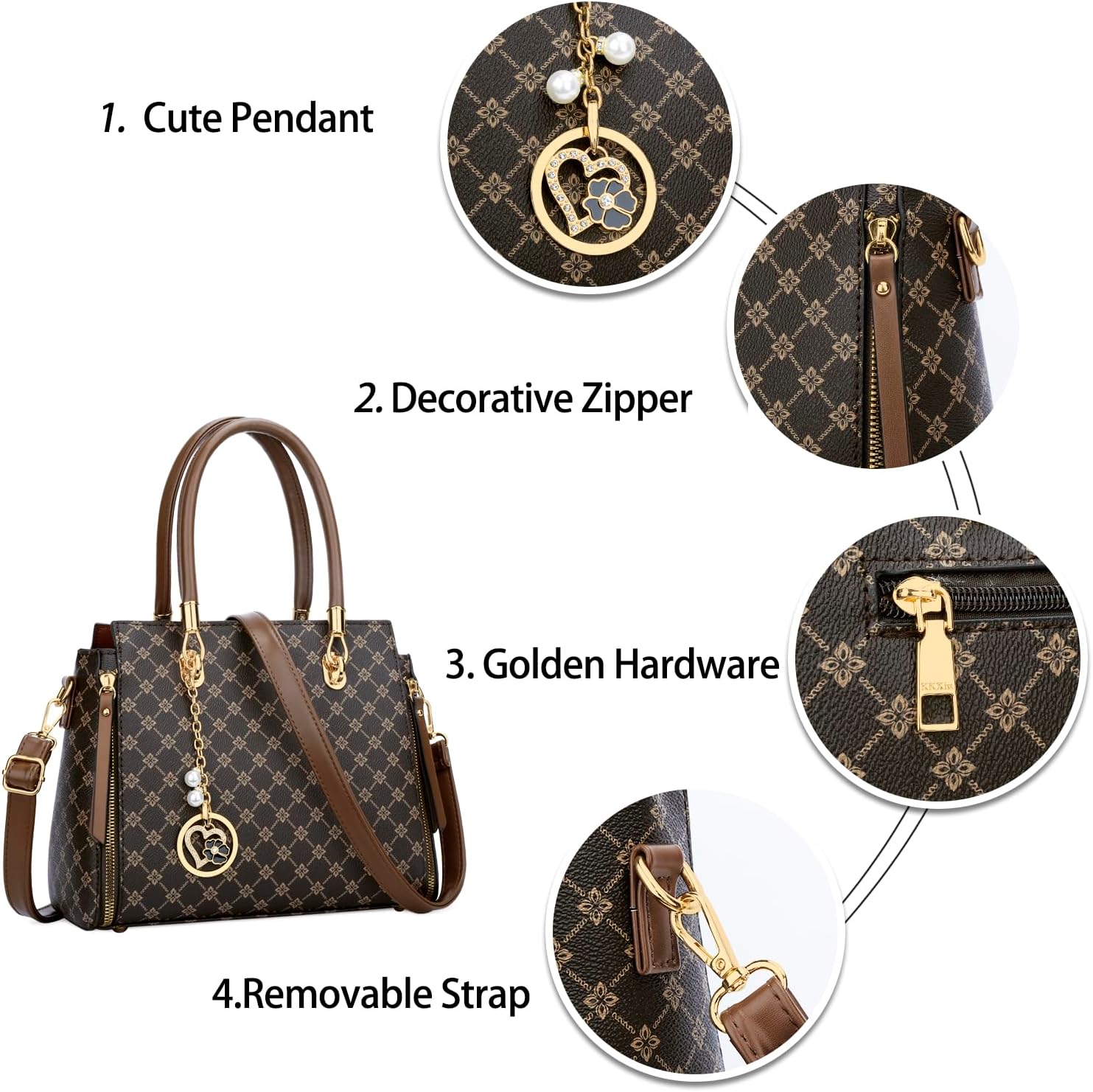 KKXIU Stylish Women Satchel Purses and Handbags Vegan Leather Top Handle Shoulder Crossbody Bag - Image 3