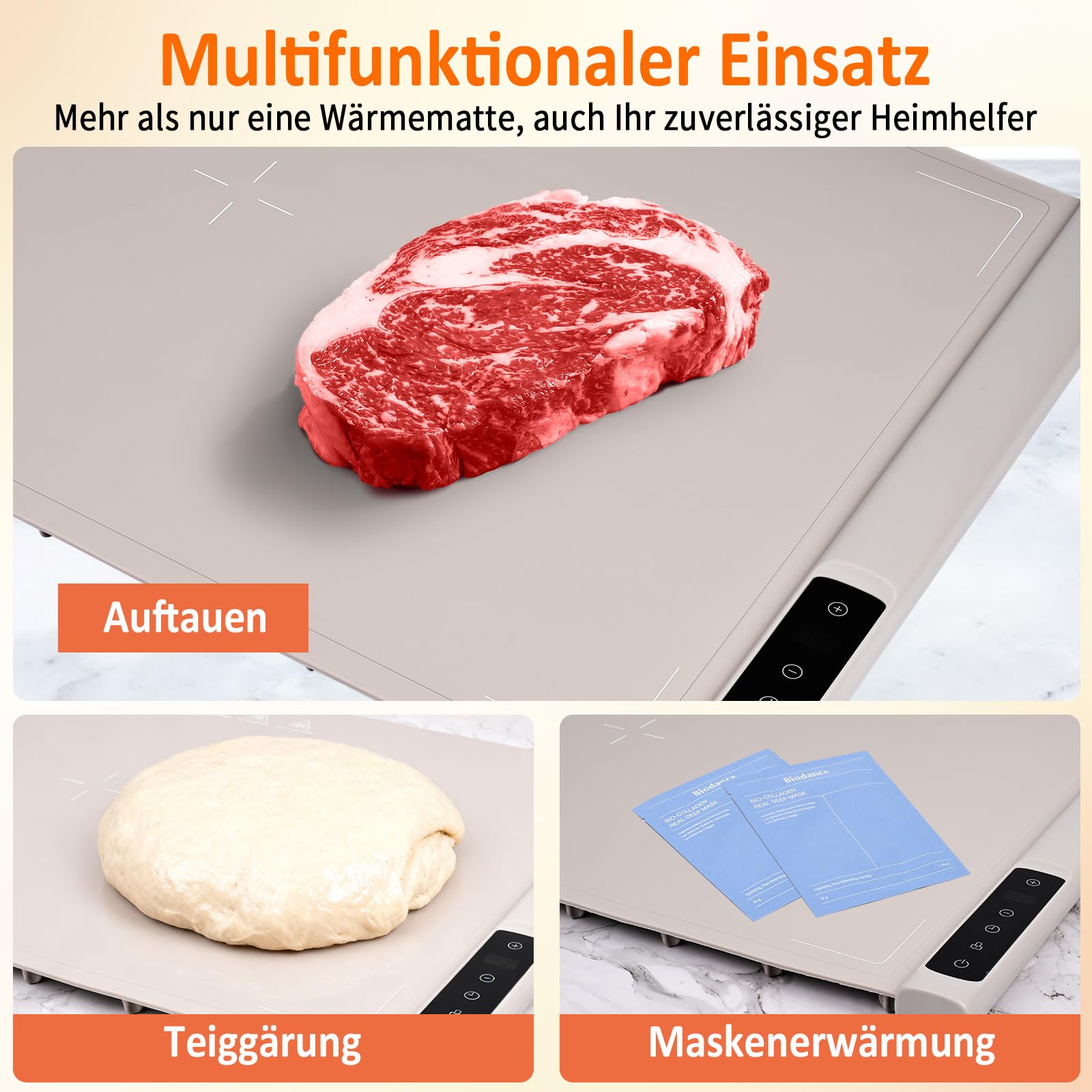 Elektrische Warmhalteplatte für Speisen, 40-120℃ Speisenwärmer Elektrisch Wärmeplatte Essen Faltbare Silikon Warmhaltetablett mit Nano-Silikonmaterial Heizplatte Warm Halten oder Auftauen