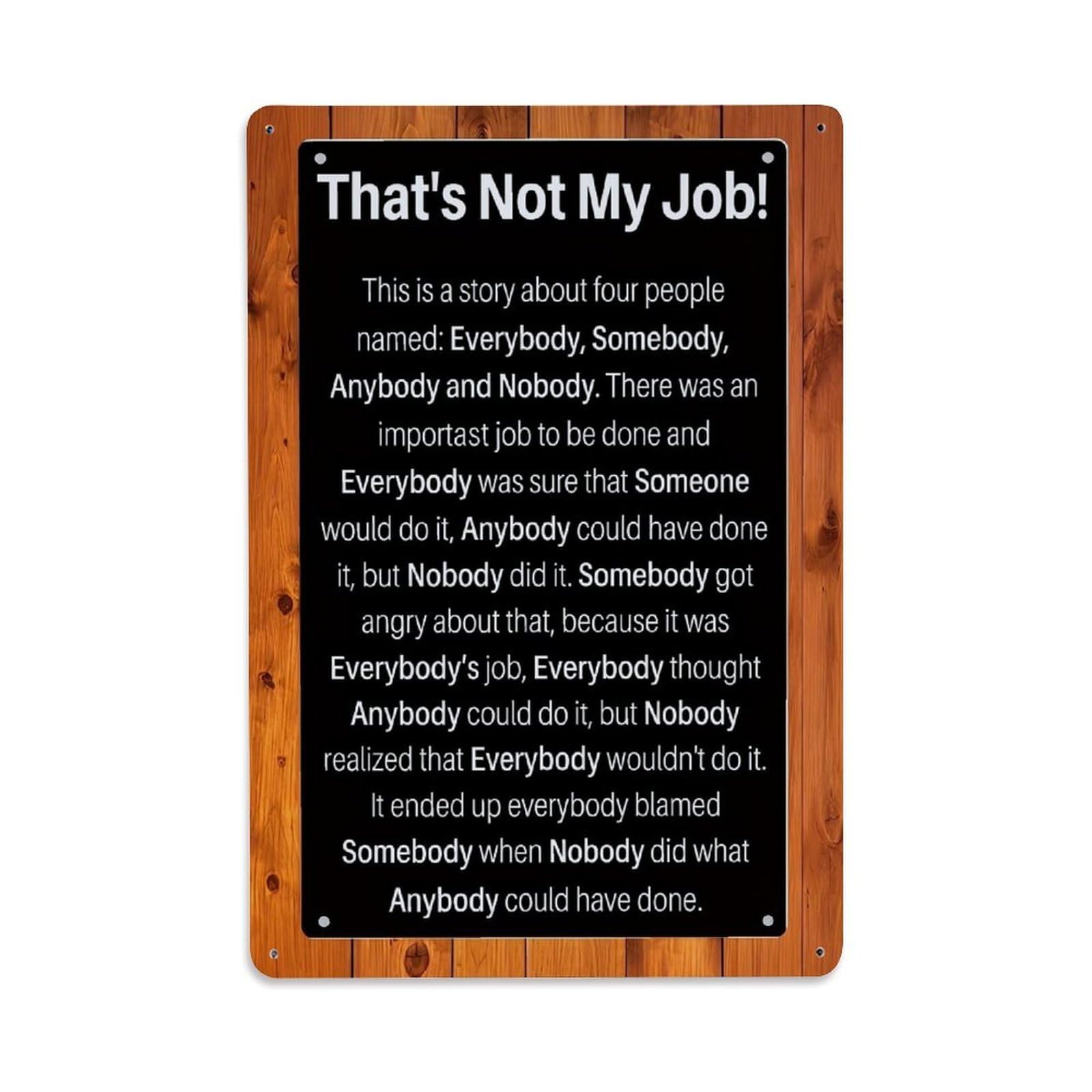 Thats Not My Job Story_1 Retro Metal Tin Sign, Vintage Metal Poster for home, Gaming Room, Studio Workshop,Bar,Garage Wall Art Decor 8x12 Inch