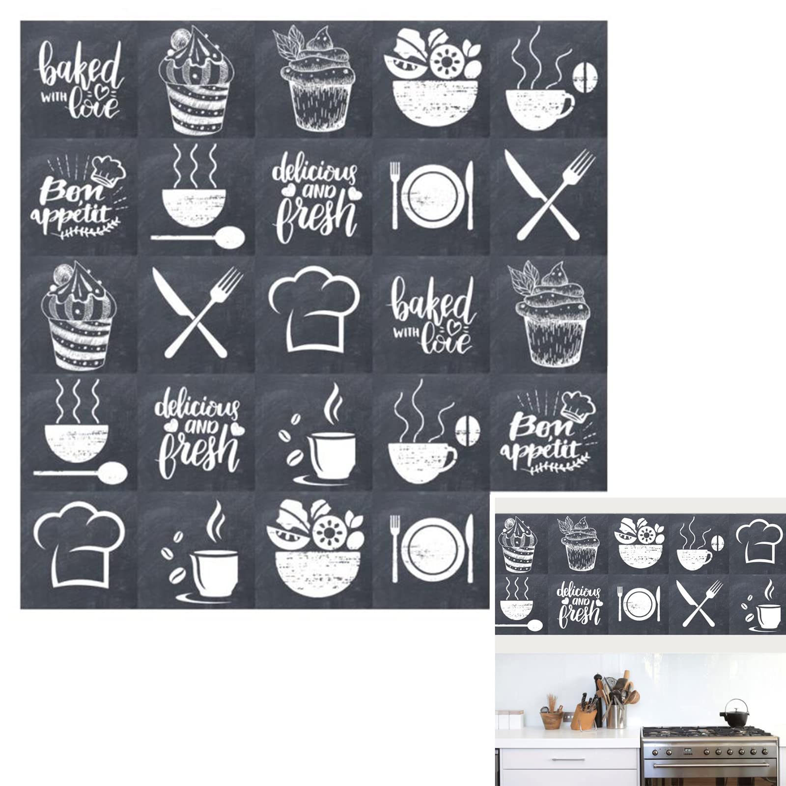 Faux Wall Tile Stickers, 10 Packs Oil-Proof Waterproof Decorative Bathroom Stick On Wall Panels - View #6