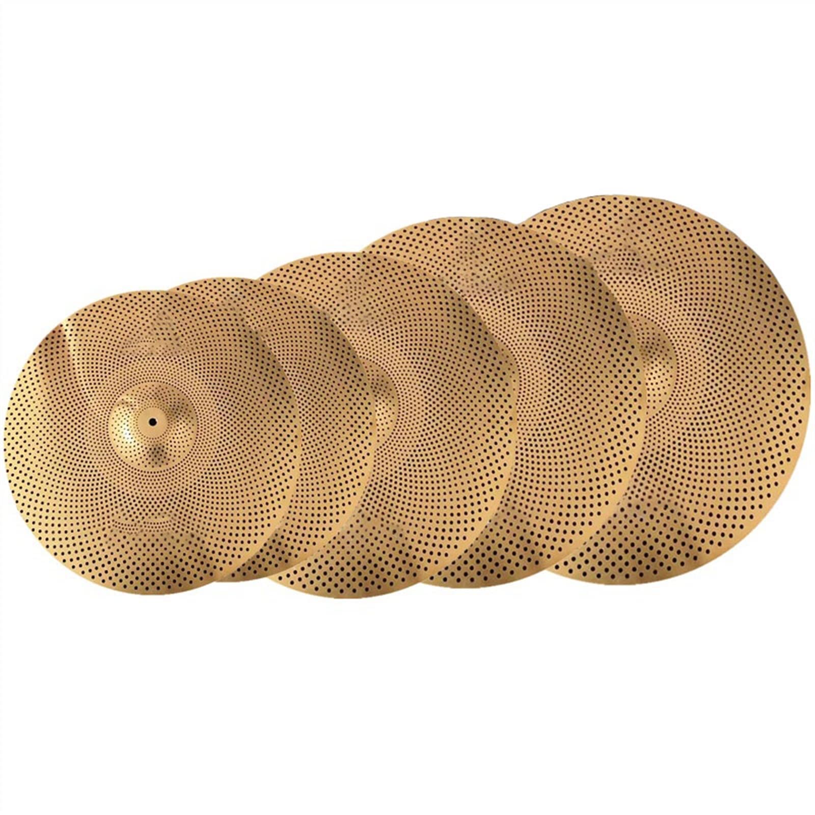 Cymbals Goldfarbe Low Volume 5PCS Beckensatz 14''HH+16''+18'' Crash+20'' Ride Mit Tasche Splash-Becken