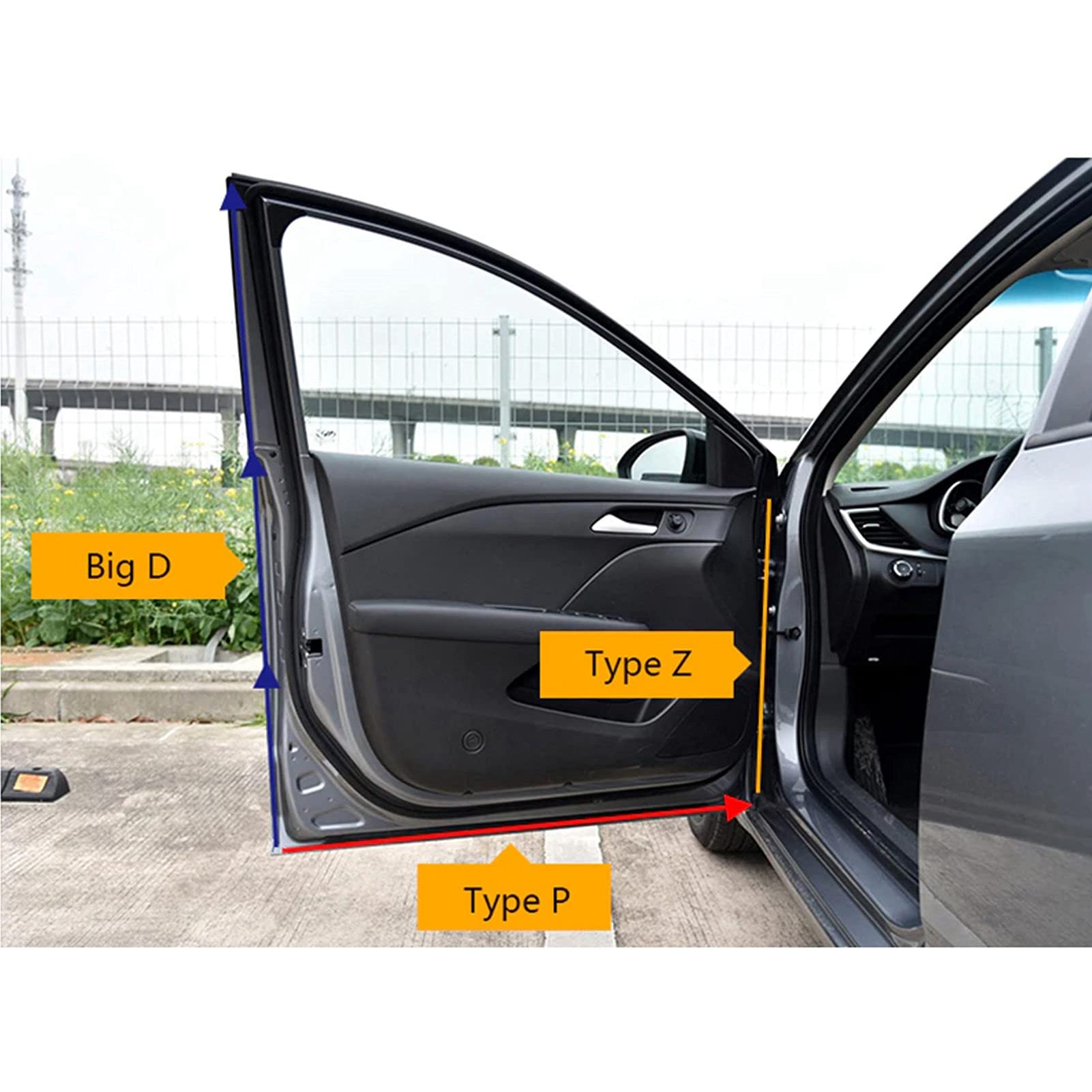 Burlete de goma para Borde de puerta de coche, tiras de sellado de Pilar B, protección a prueba